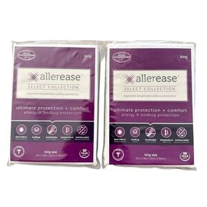 Allerease Select Collection King Size Zippered Pillow Protectors Set of 2 New
